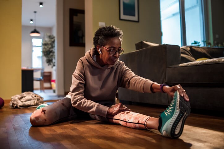 Women stretching on the floor