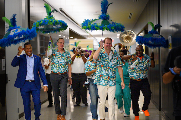 A New Orleans second line parade with UMC staff and community members