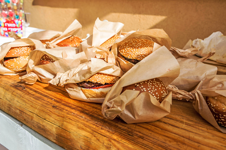 burgers on a table