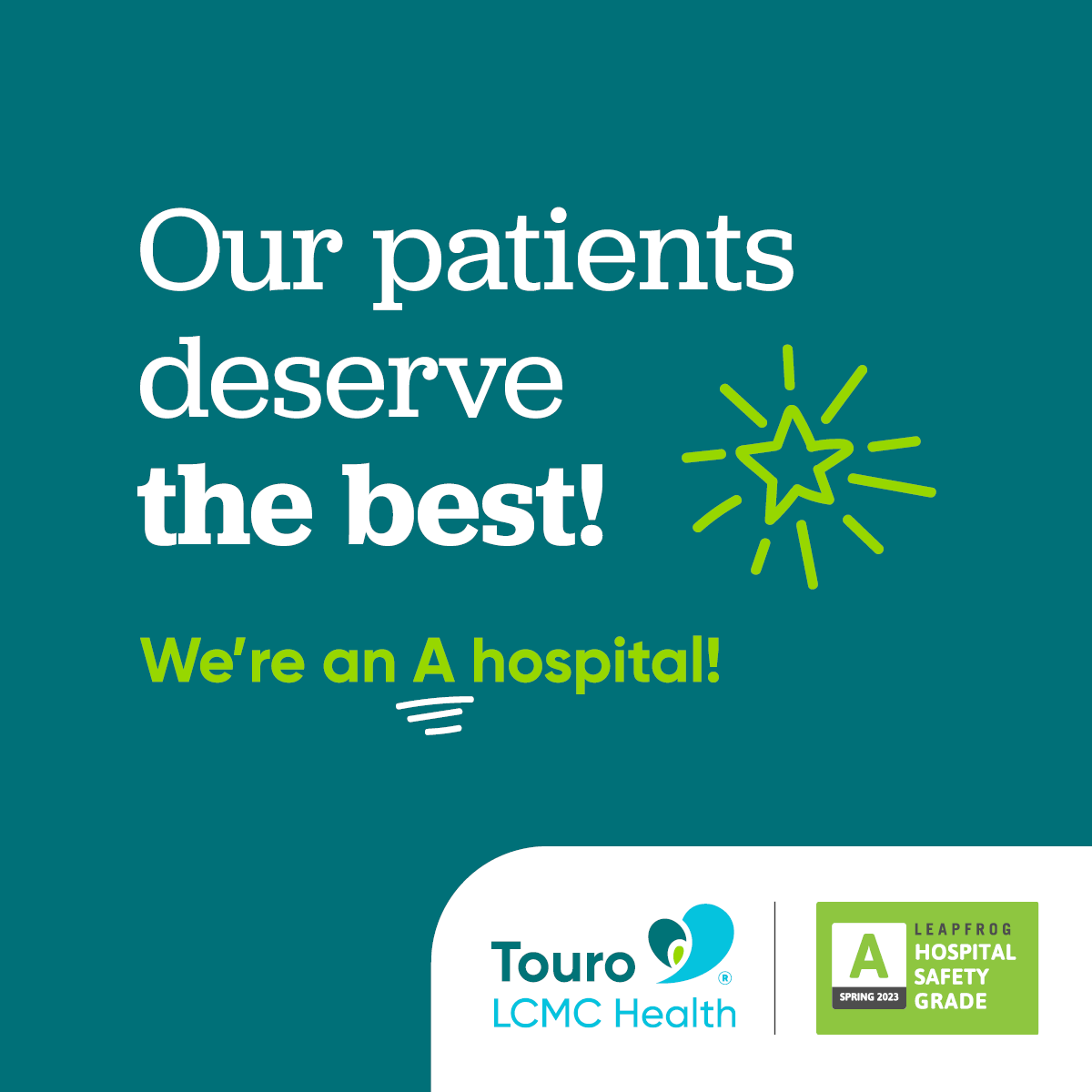 Touro Earns An ‘A’ Hospital Safety Grade from The Leapfrog Group