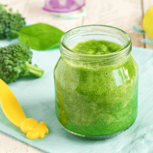 Small jar of green baby food