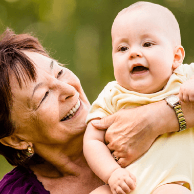 Grandmother holding a baby