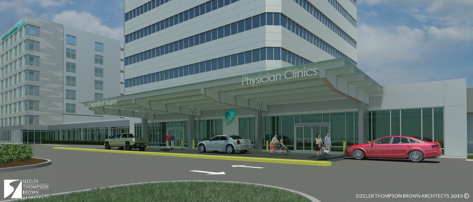 ​​​​​​Outpatient Surgery and Physician Clinic Entrance Rendering 