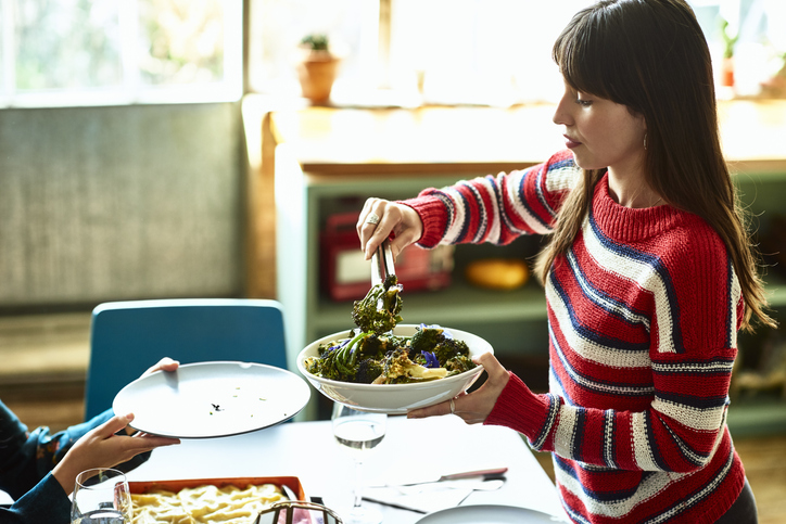 Woman serving food