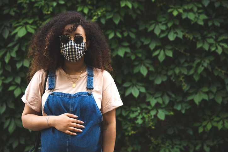 Woman wearing face mask