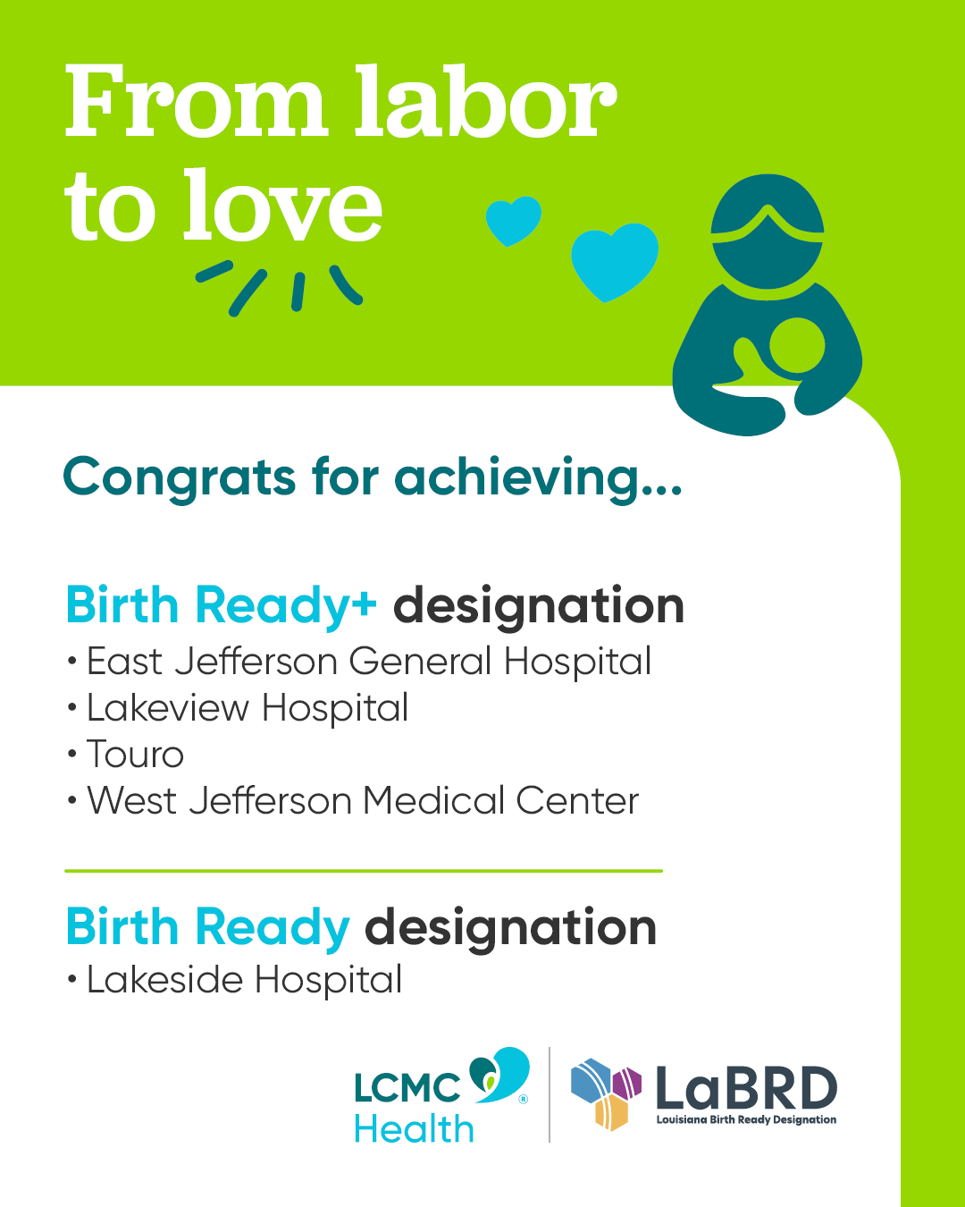 LCMC HEALTH CELEBRATES FIVE OF THEIR HOSPITALS ACHIEVING BIRTH READY ...