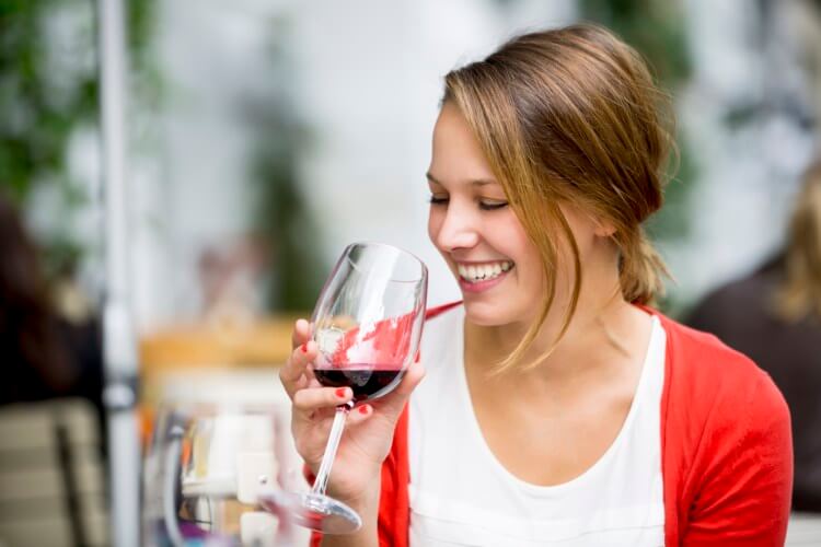 woman drinking wine