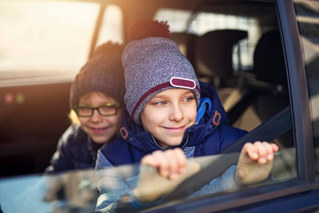 Kids inside a car