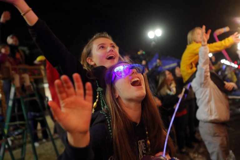 Two Young women at Mardi Gras