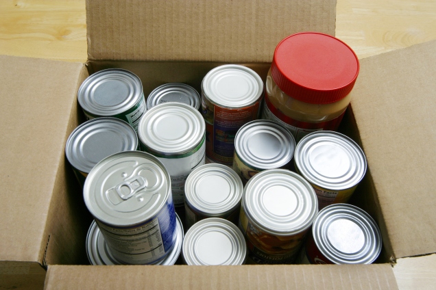 Box of canned foods