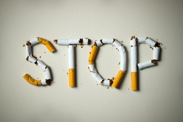 STOP spelled out in cigarettes
