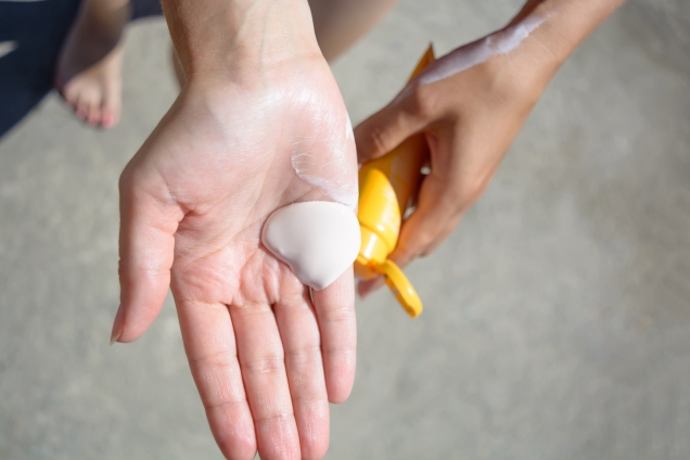 Hand with sunscreen