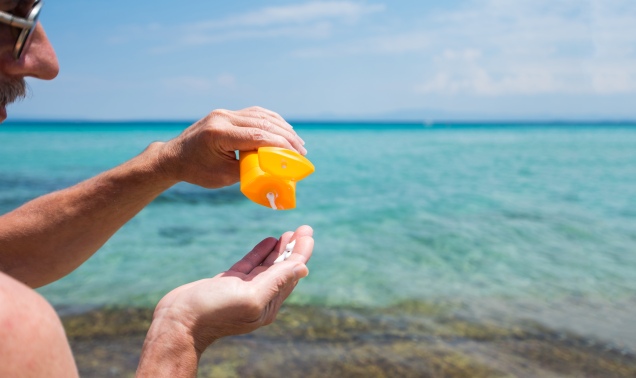 Applying sunscreen