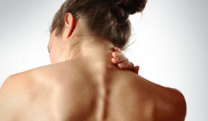 Bare back with potruding spine