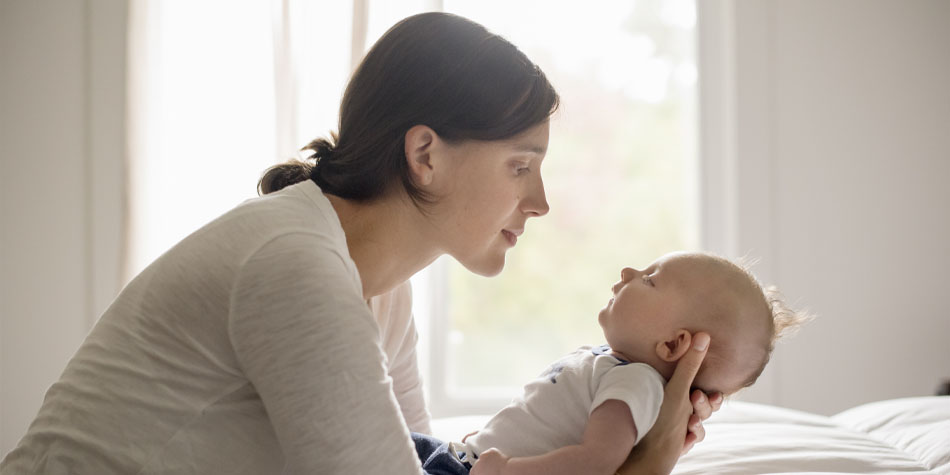 Mother holding baby
