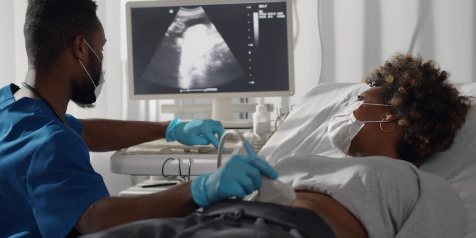 Woman receiving sonogram